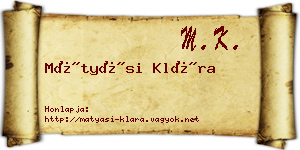 Mátyási Klára névjegykártya